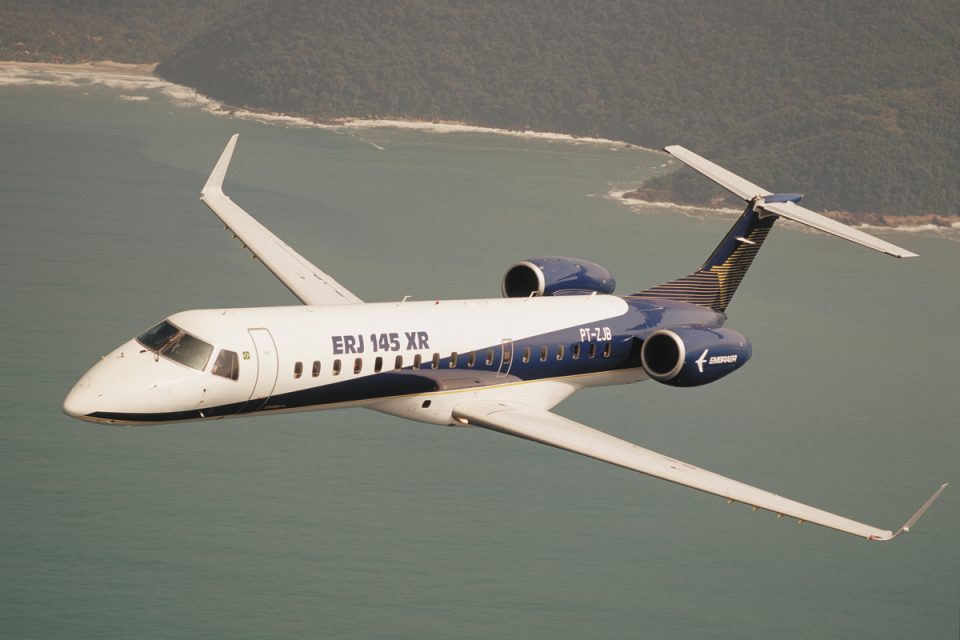 O XR é a versão do ERJ-145 com alcance estendido, capaz de percorrer 3.700 km (Embraer)