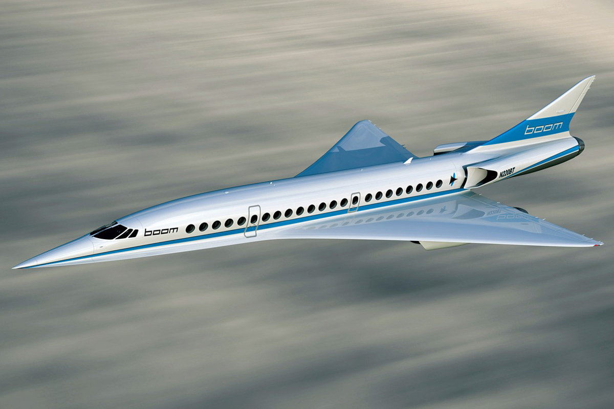 O jato supersônico Boom é projetado para voar a 2.335 km/h com 55 passageiros (Divulgação)