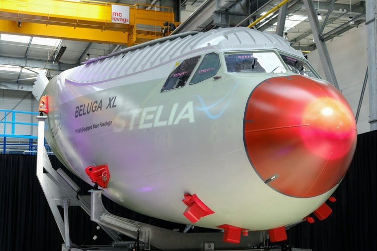 O nariz do primeiro BelugaXL foi montado e equipado pela Stelia Aerospace (Divulgação)