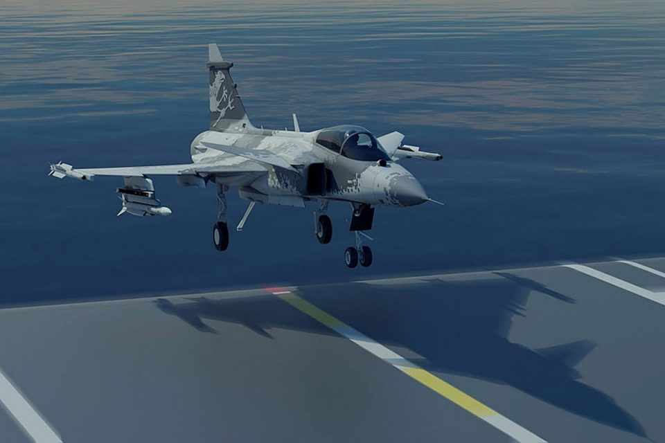 O Gripen M é a versão do novo Gripen proposta para operar a partir de porta-aviões (SAAB)