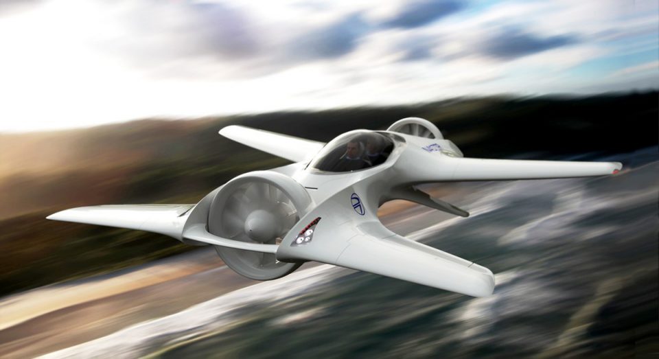 O carro voador da DeLorean é proposto com motorização elétrica e comandos automáticos (DeLorean Aerospace)
