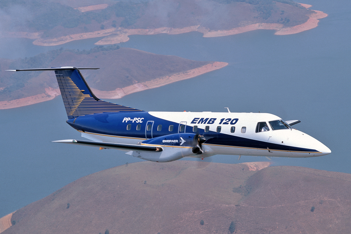 O EMB-120 Brasília foi produzido entre 1983 e 2001; ao todo foram fabricadas 354 unidades (Embraer)