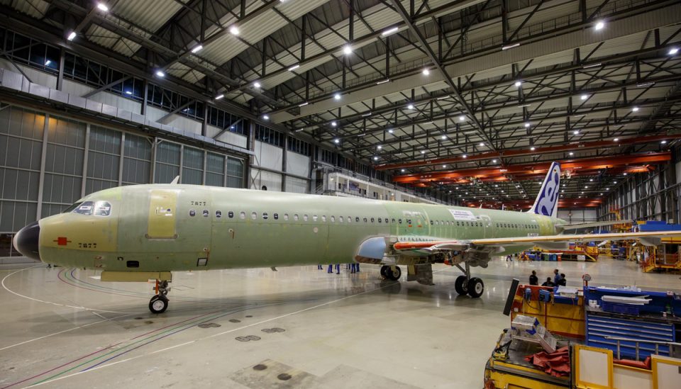 O novo A321 ACF está sendo produzido na fábrica da Airbus em Hamburgo, na Alemanha (Airbus)