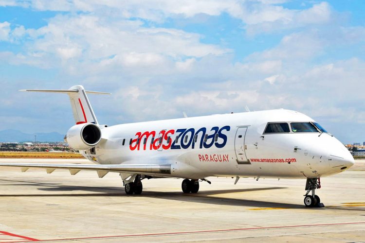 Os voos da Amaszonas entre Campinas e Assunção são operados com o jato canadense Bombardier CRJ 200 (Divulgação)