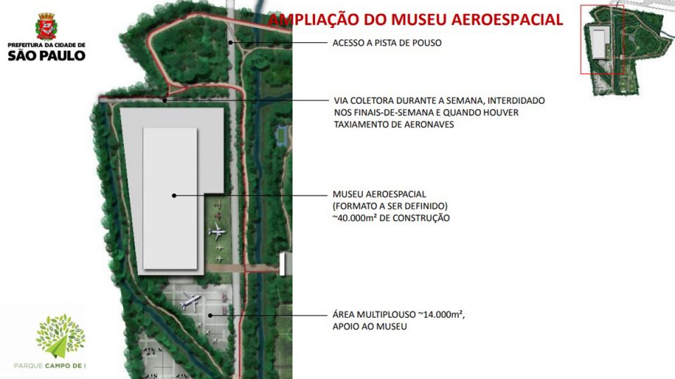 A criação do museu vai exigir a construção de uma pista de taxiamento de aeronaves nas dependências do parque (Divulgação)