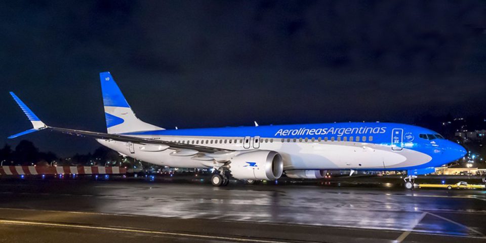 O 737 MAX 8 da Aerolíneas Argentinas é configurado para transportar 170 passageiros (Divulgação)