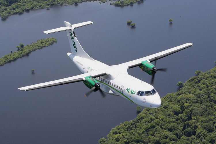 A MAP Linhas Aéreas, de Manaus (AM), é outro operador de turbo-hélices ATR no Brasil (ATR)