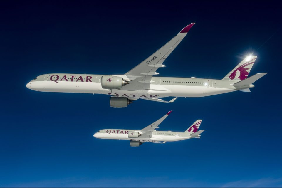A Qatar é o maior cliente do A350, com 76 aeronaves encomendadas (Airbus)