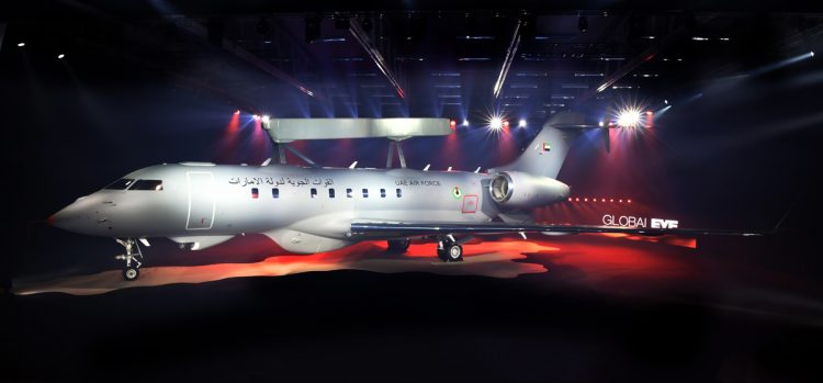 O GlobalEye foi apresentado com as cores de seu primeiro cliente, a força aérea dos Emirados Árabes Unidos (SAAB)