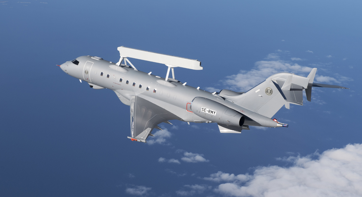O radar do GlobalEye pode detectar aeronaves voando a mais de 600 km (SAAB)