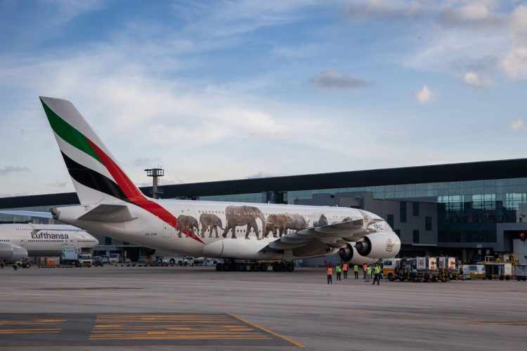 Airbus A380 estacionado no Terminal 3 do aeroporto de Guarulhos (Airbus)