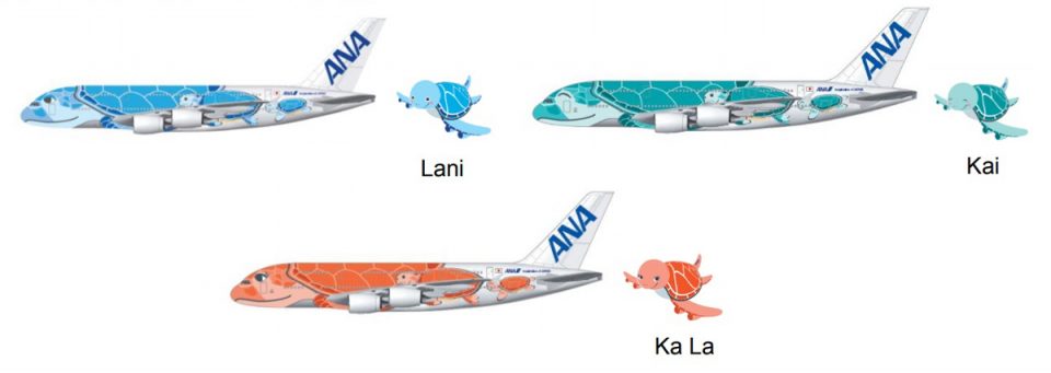 Cada A380 da ANA terá uma cor e um nome diferente (Divulgação)