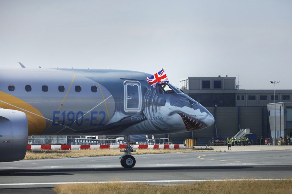O E190-E2 será exibido em Farnborough na próxima semana (Embraer) 