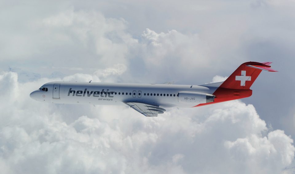 A Helvetic Airways é um dos últimos operadores do Fokker 100 na Europa (Divulgação)