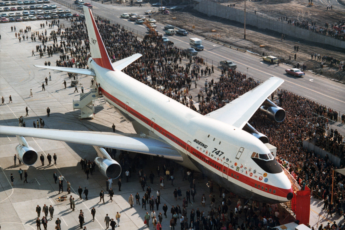 Imagem do dia em que o 747 foi apresentado ao público pela primeira vez, em 1968 (Divulgação)