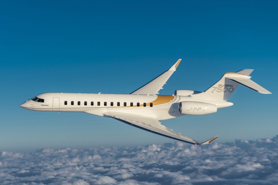 O GLobal 7500 é o jato executivo mais recente da Bombadier; desenvolvimento da aeronave custou mais de US$ 1 bilhão (Bombardier)