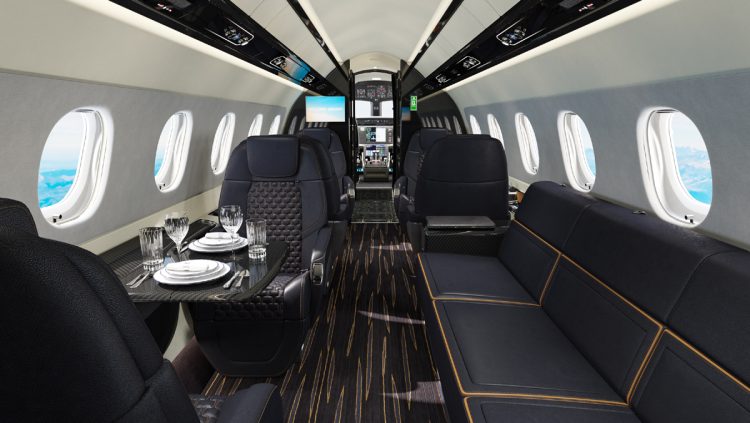 A cabine do Praetor 600 pode receber entre oito e 12 passageiros (Embraer)