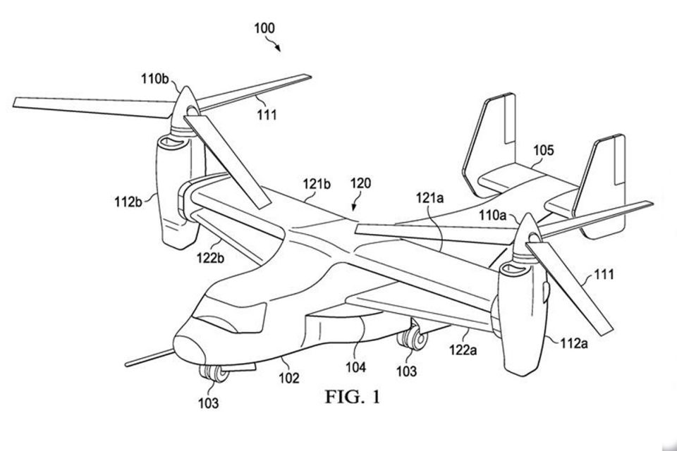 Patente de aeronave tiltrotor biplano da Bell