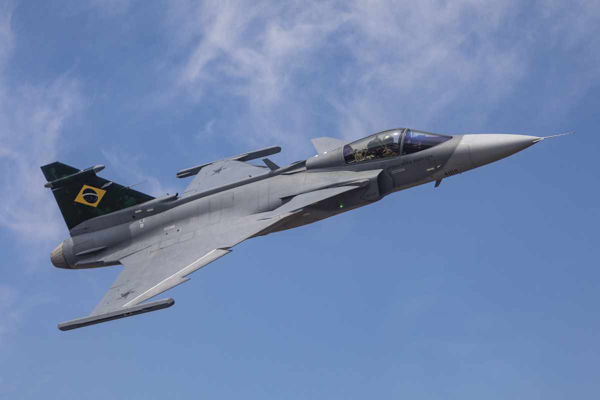 Primeiro caça Saab Gripen E da Força Aérea Brasileira (FAB)