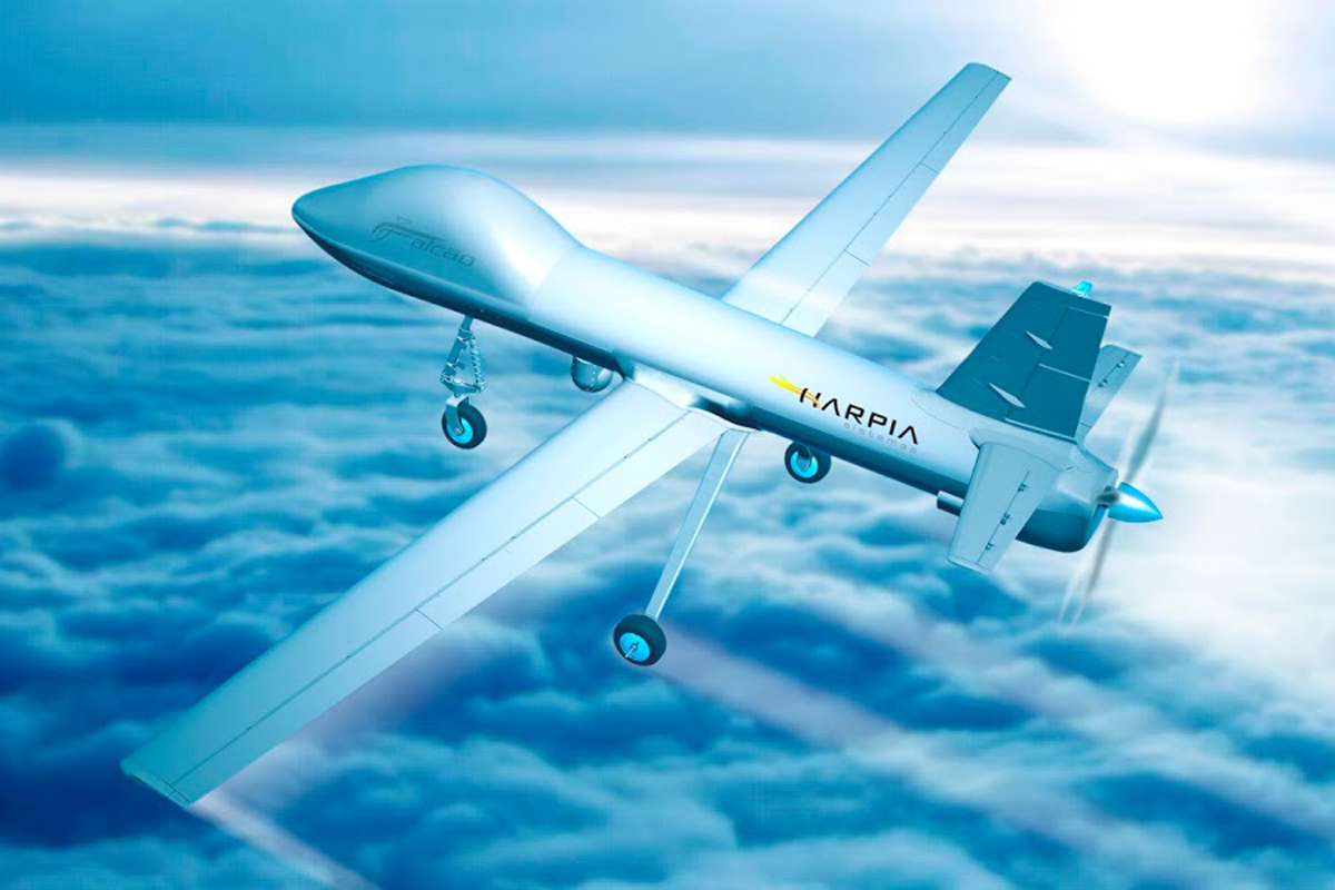 Drone Falcão da extinta Harpia, joint venture da Embraer com a AEL Sistemas e a Avibras