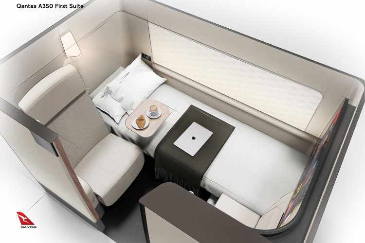 Cabine da primeira classe do A350-1000