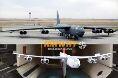 Rumo aos 100 anos: Boeing testa B-52 remotorizado em túnel de vento
