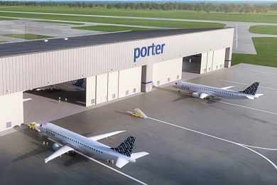 Prestes a receber primeiros E195-E2, Porter Airlines revela novo super hangar no Canadá