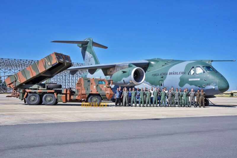 O lançador ASTROS, da Avibras, e o KC-390