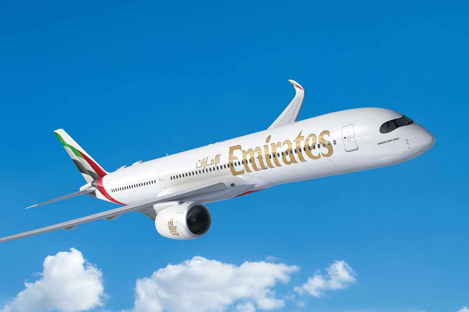 Projeção do A350-900 nas cores da Emirates