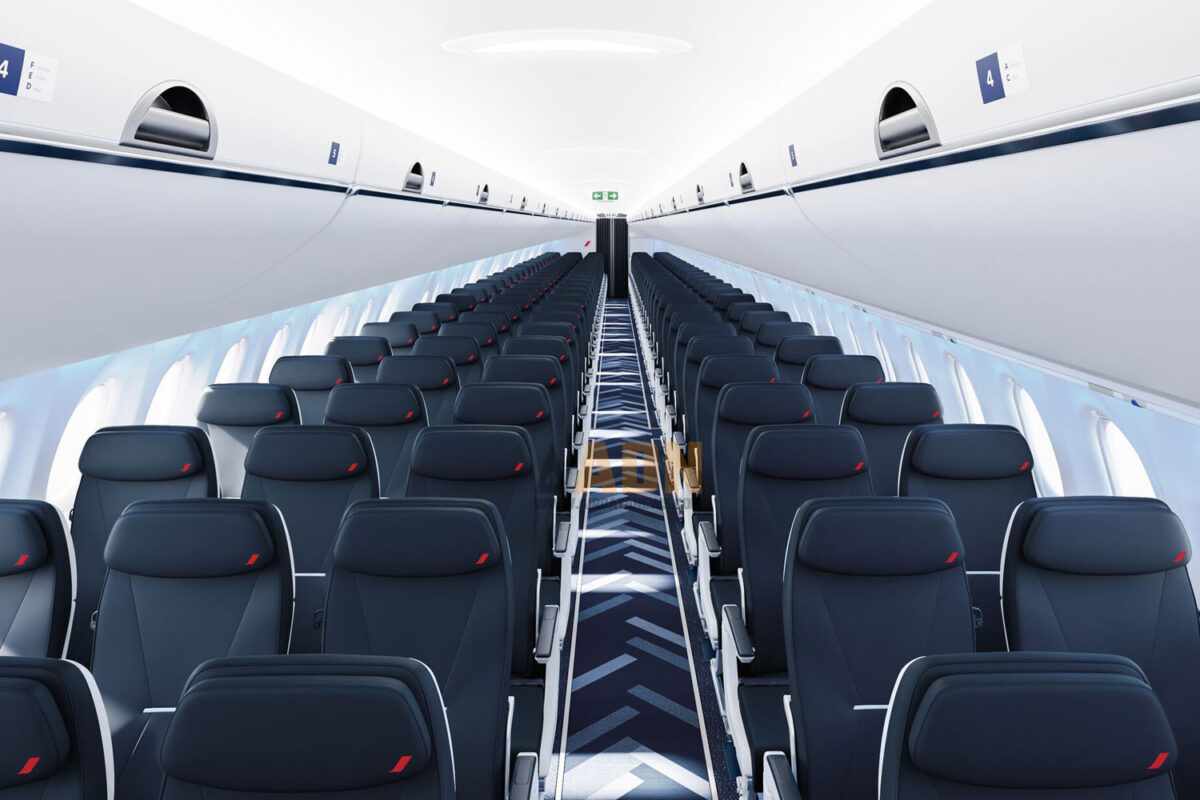 Cabine do Airbus A220 da Air France