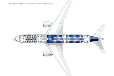 Mapa de assentos do Boeing 787-9 da Lufthansa