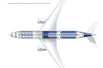 Mapa de assentos do Airbus A350-900 da Lufthansa