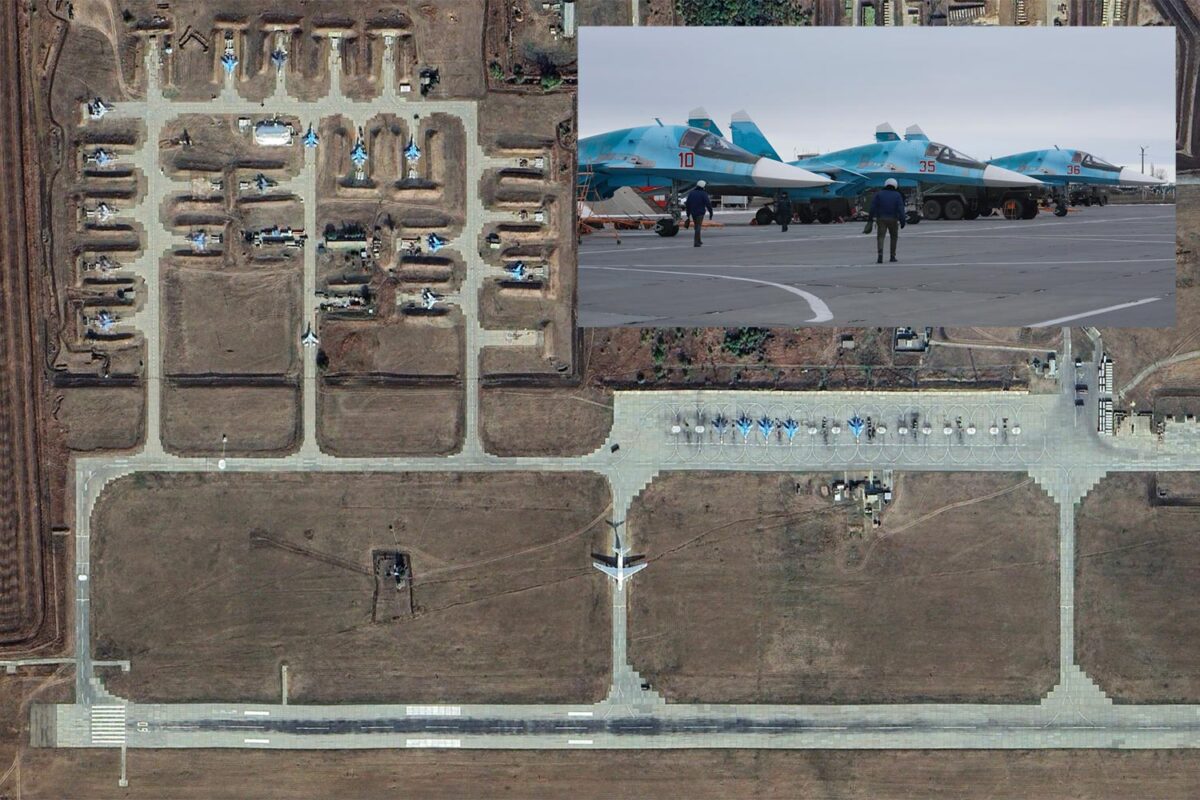 A base russa que teria sido atingida por um ataque de drones ucranianos