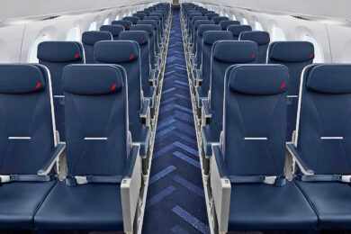 Nova cabine dos jatos Embraer E190 da Air France