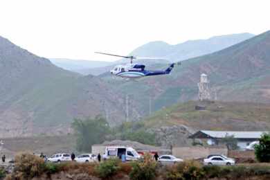 Helicóptero Bell que levava o presidente do Irã