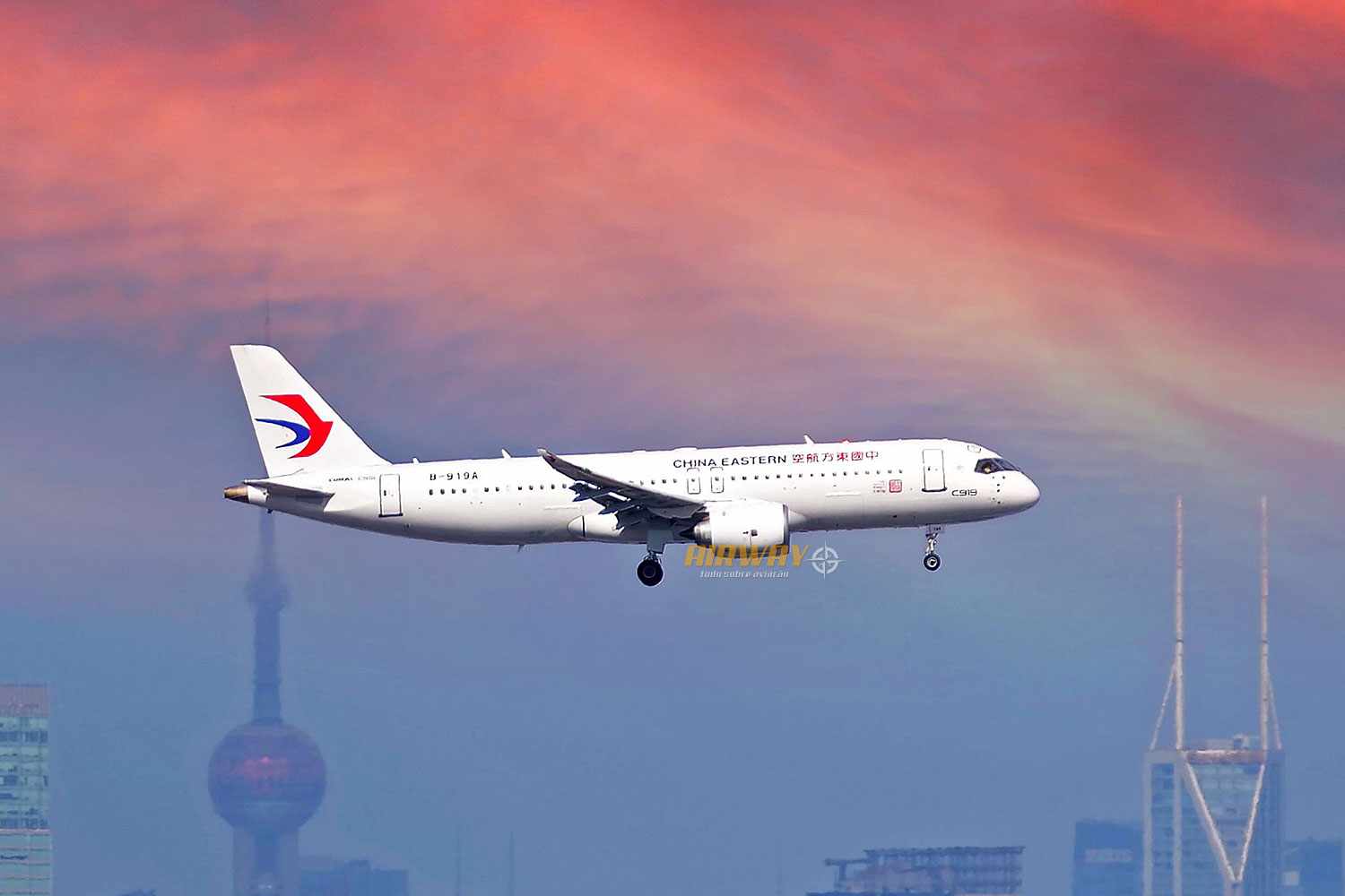 Um dos seis jatos C919 da China Eastern Airlines (CEA)
