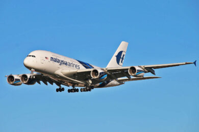 O A380 da Malaysia Airlines que será desmantelado