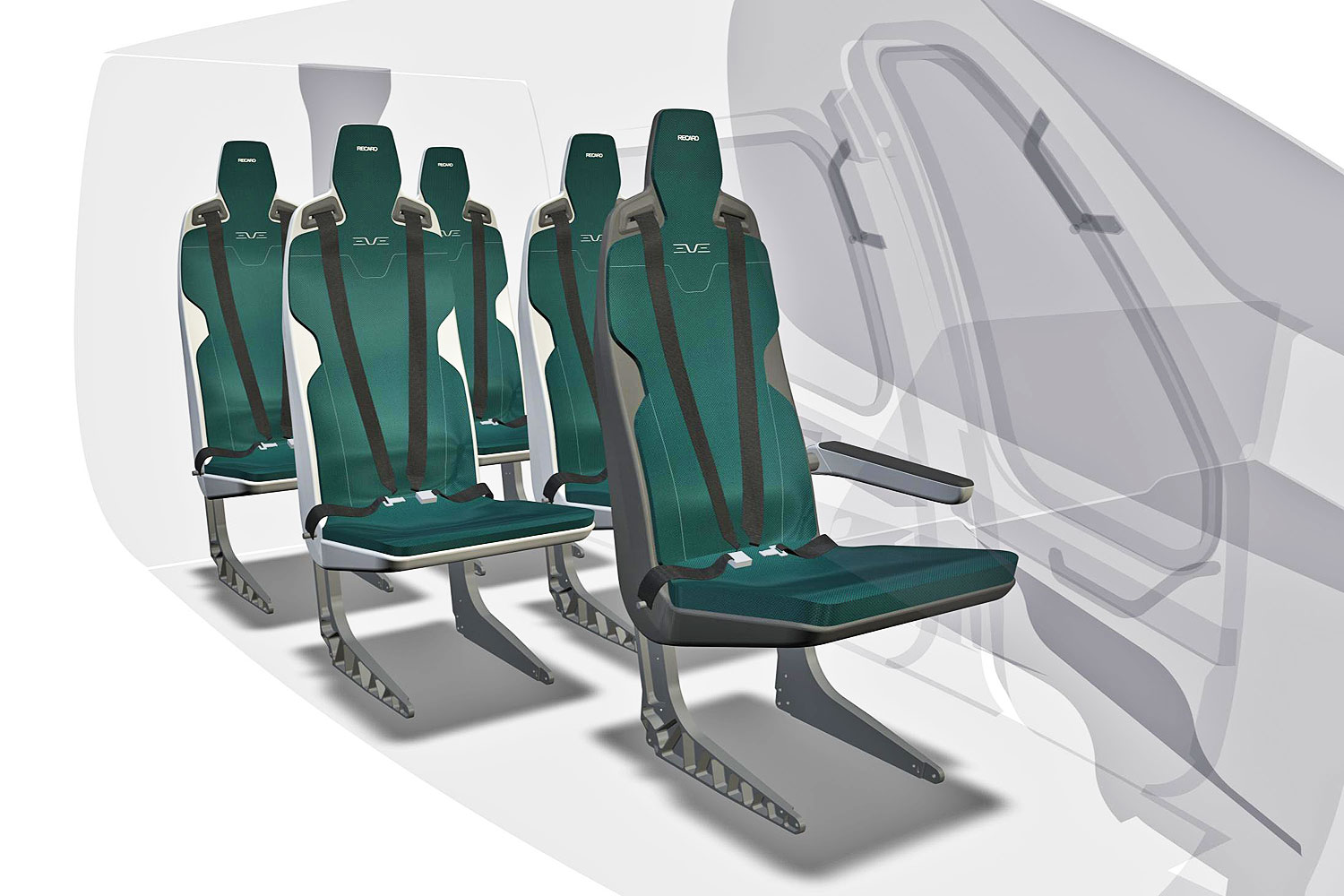 Os assentos do 'carro voador' da Eve