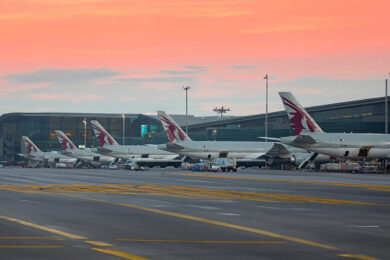 Aviões da Qatar Airways em Doha